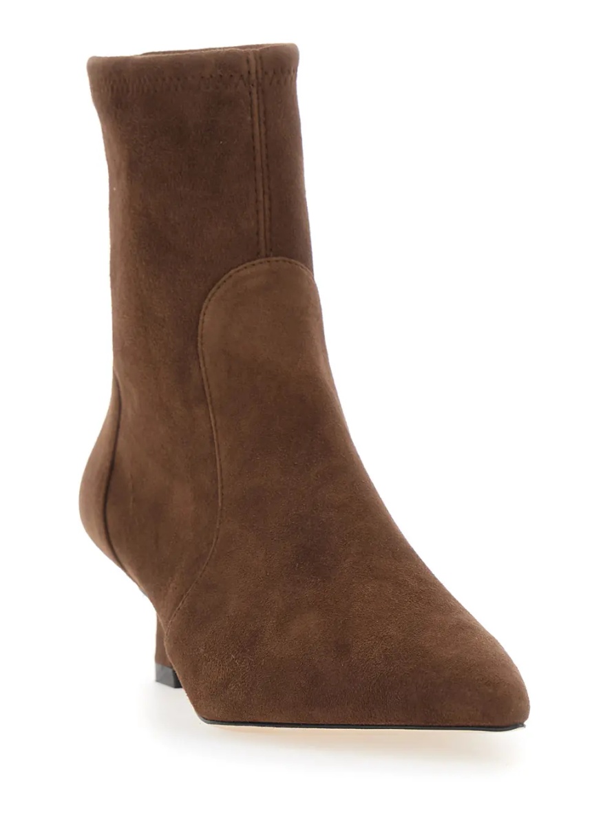 Botine 'Vinnie' Brown Pointed Ankle Boots with Medium Heel in Suede for Women - Img 2