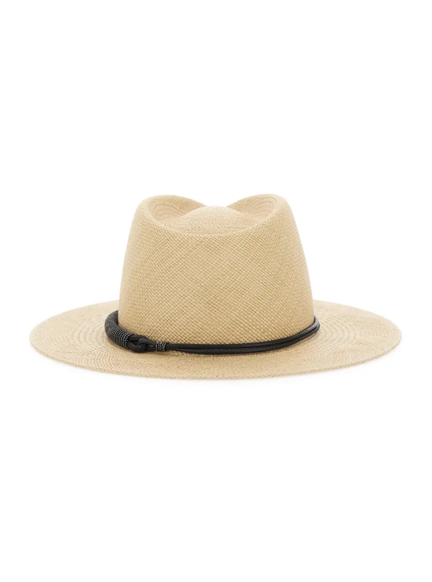 Caciula Beige Bucket hat with wide brim and ribbon detail in Raffia for Women - Img 2