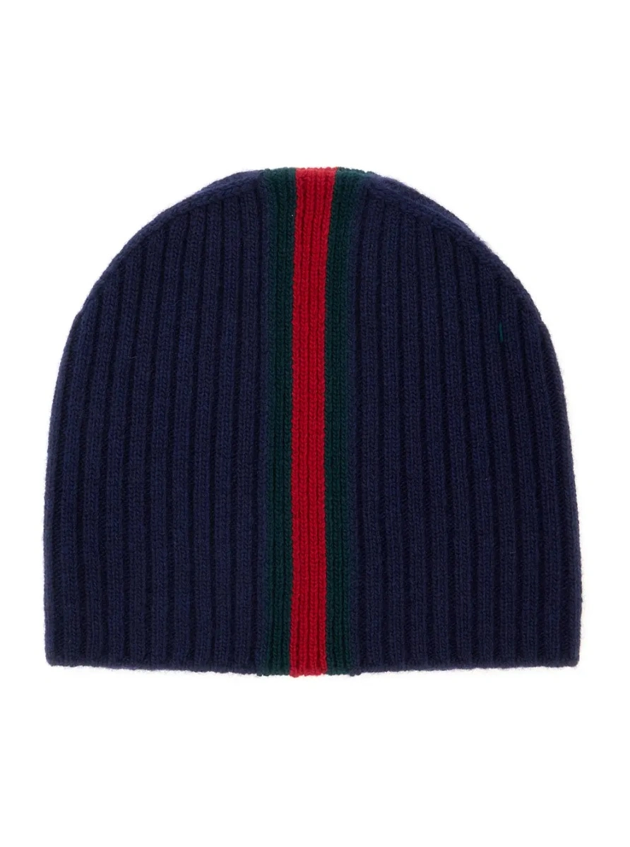 Caciula Blue Beanie with Web Ribbon in Wool for Boy - Img 2