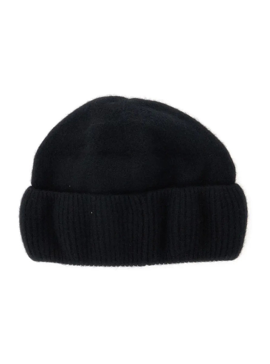Caciula 'Vivian' Black Beanie with Logo Plaque Detail on the Front in Cashmere Woman - Img 2