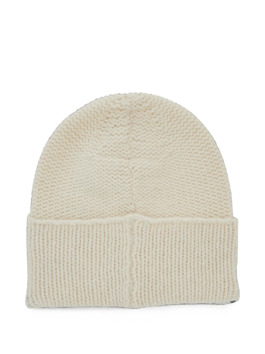 Caciula White beanie with numeric logo embroidery on the front in wool blend for boy - Img 4