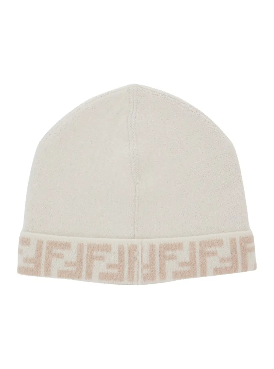 Caciula White Reversible Beanie with FF Edge in Wool Blend for Boy - Img 2