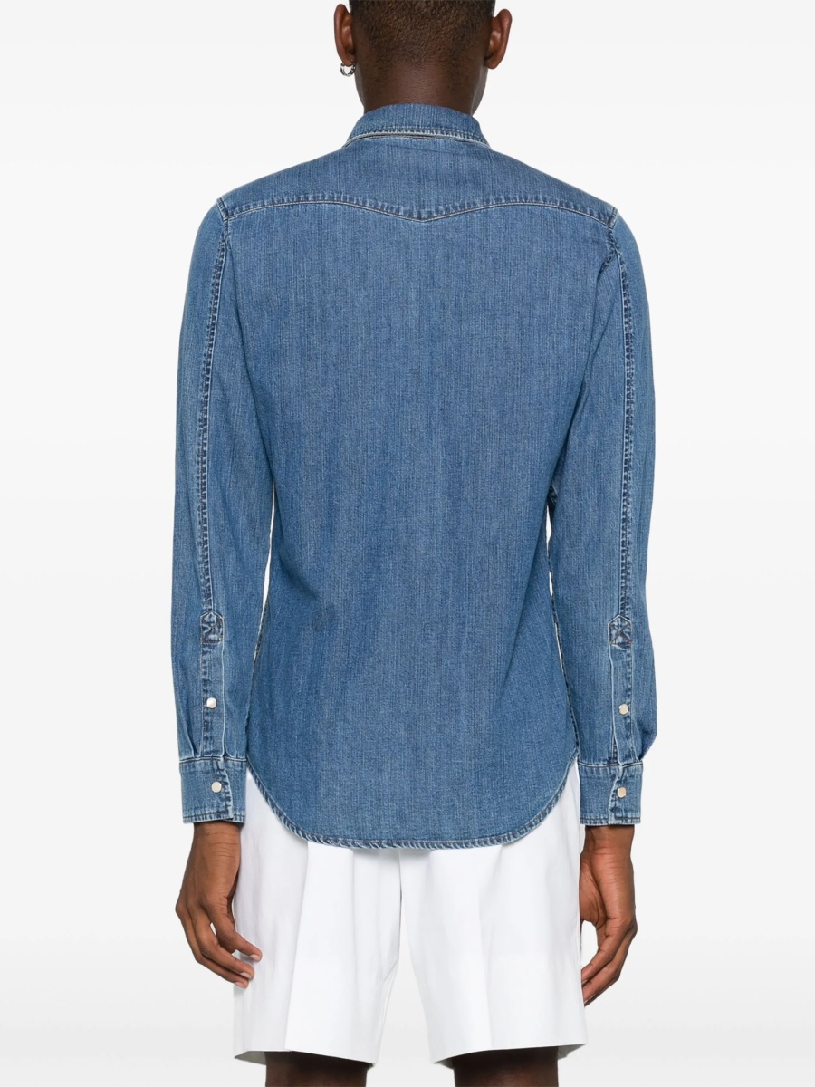 Camasa Alexander McQueen albastra din bumbac si polyester - Img 4