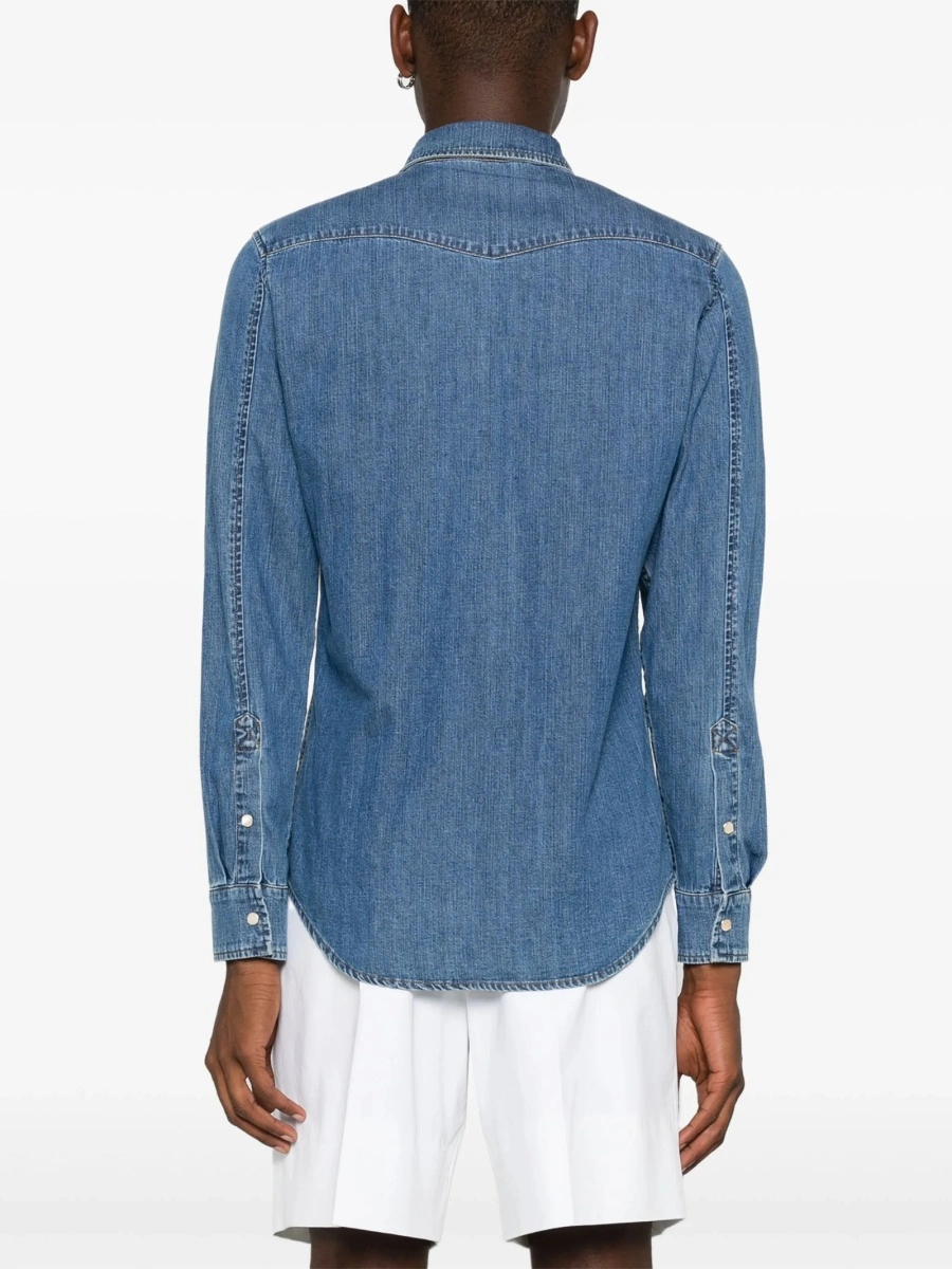 Camasa Alexander McQueen albastra din bumbac si polyester - Img 4
