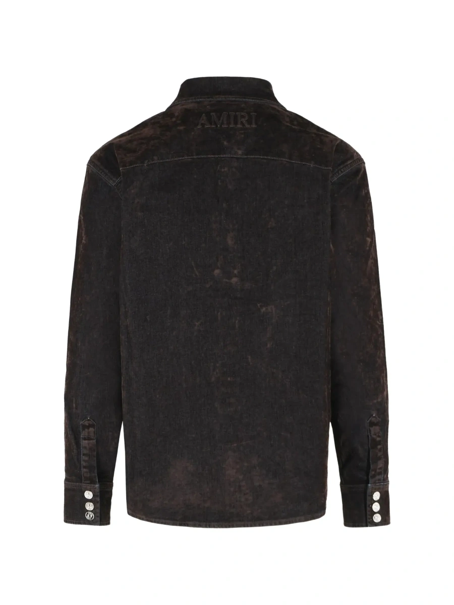 Camasa Brown Shirt with classic collar and two patch pockets on the front in denim for men - Img 4