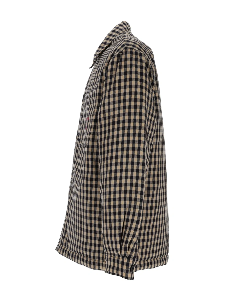 Camasa casual BEIGE Check Overshirt With Slogan - Img 3