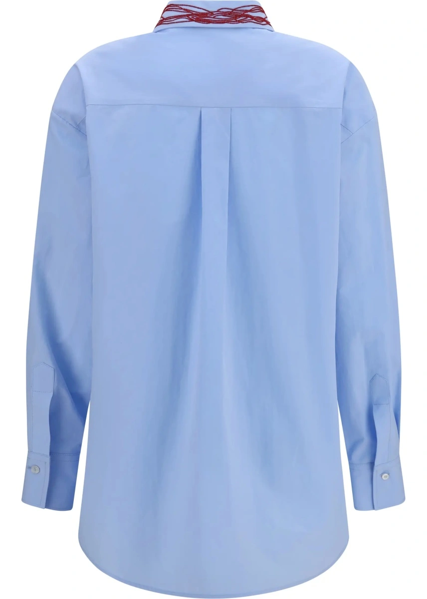 Camasa casual Boyfriend poplin Shirt with embellished collar - Img 2
