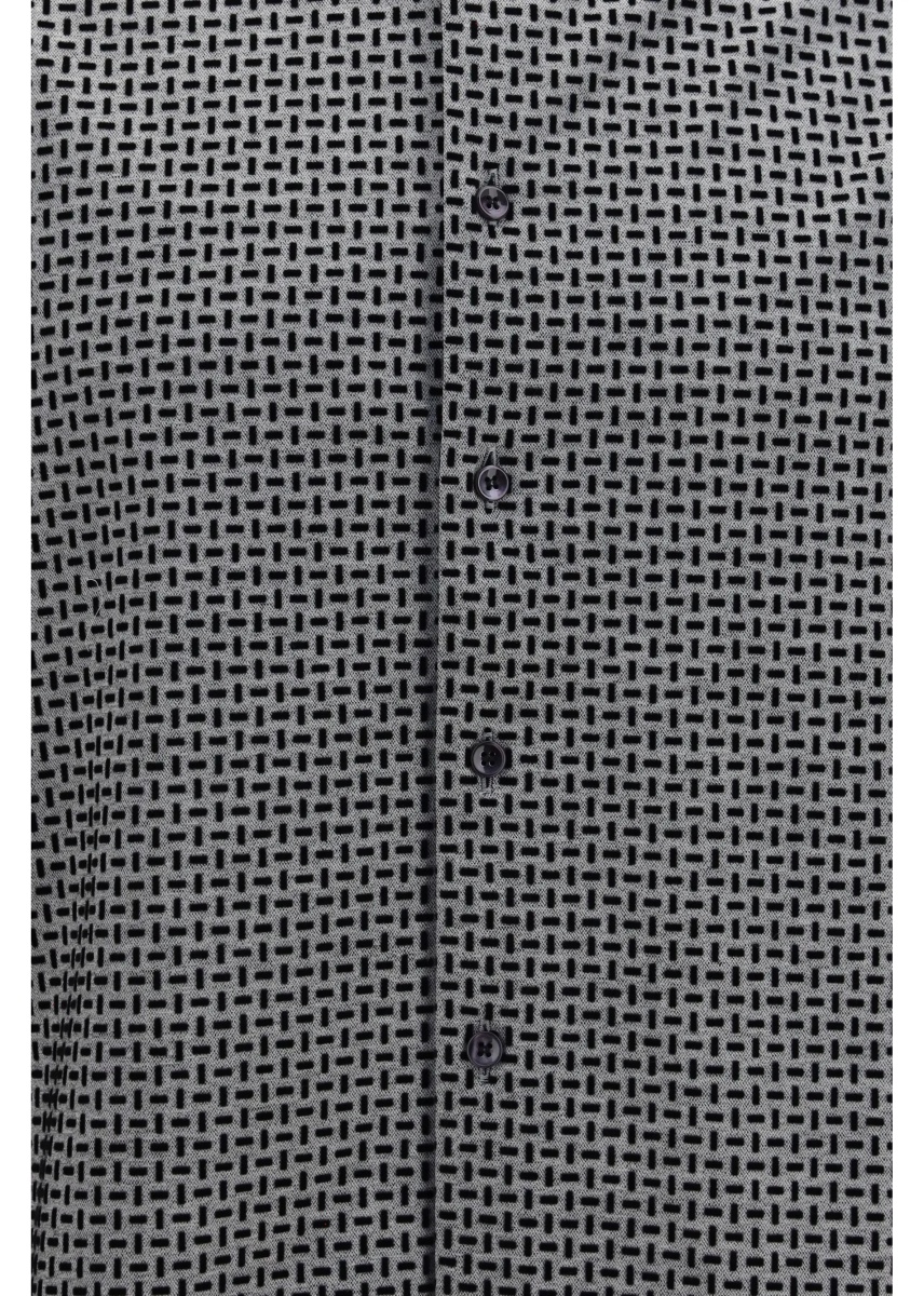 Camasa casual Cotton Shirt with geometric flock print - Img 3
