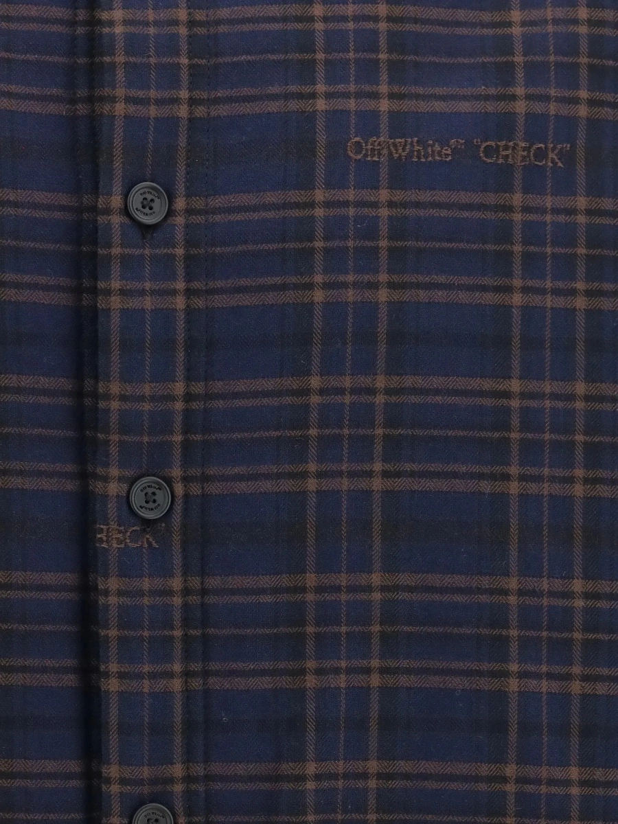 Camasa casual Off-White albastra din flanel - Img 5