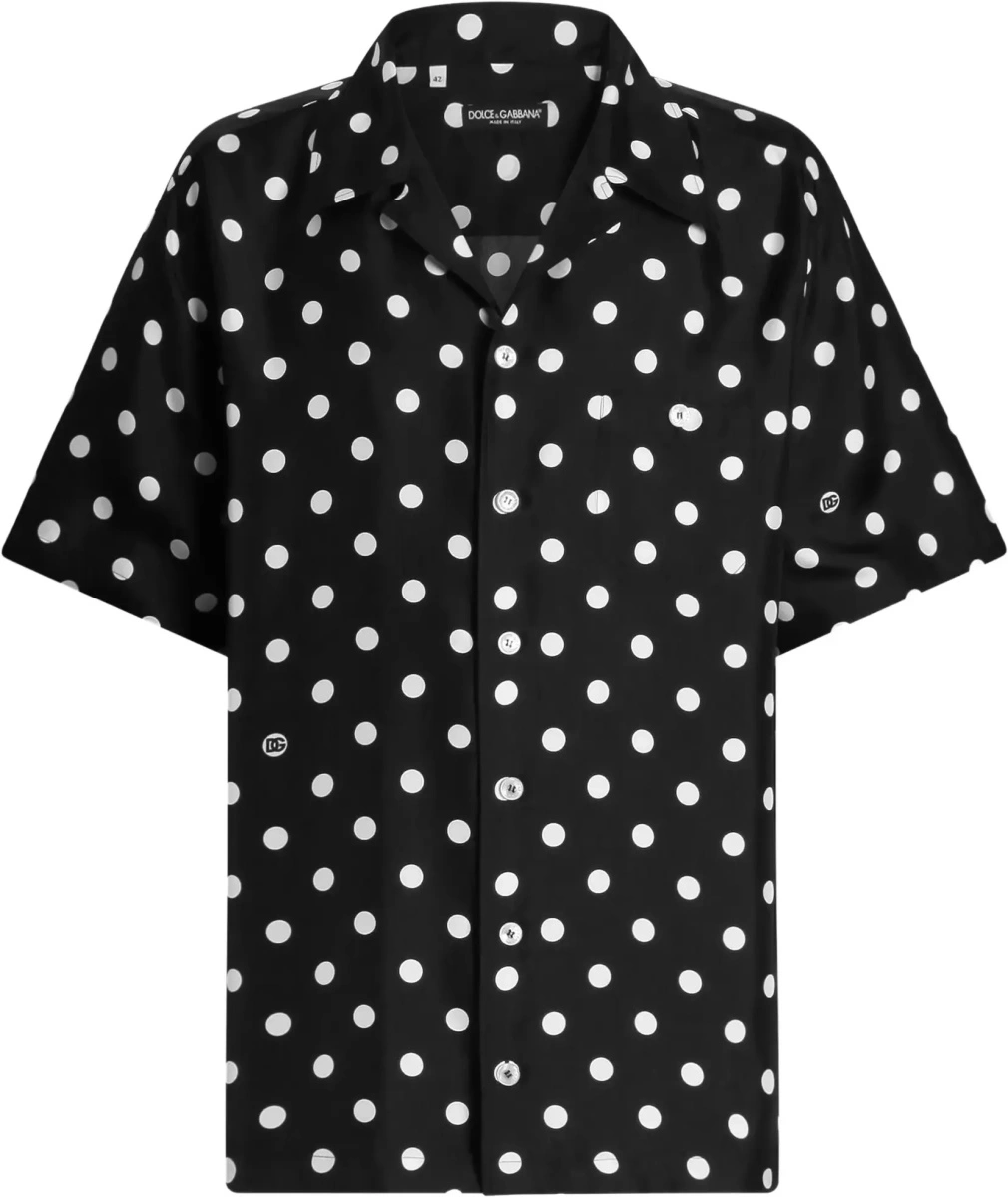 Camasa casual Polka dot silk twill Shirt - Img 7