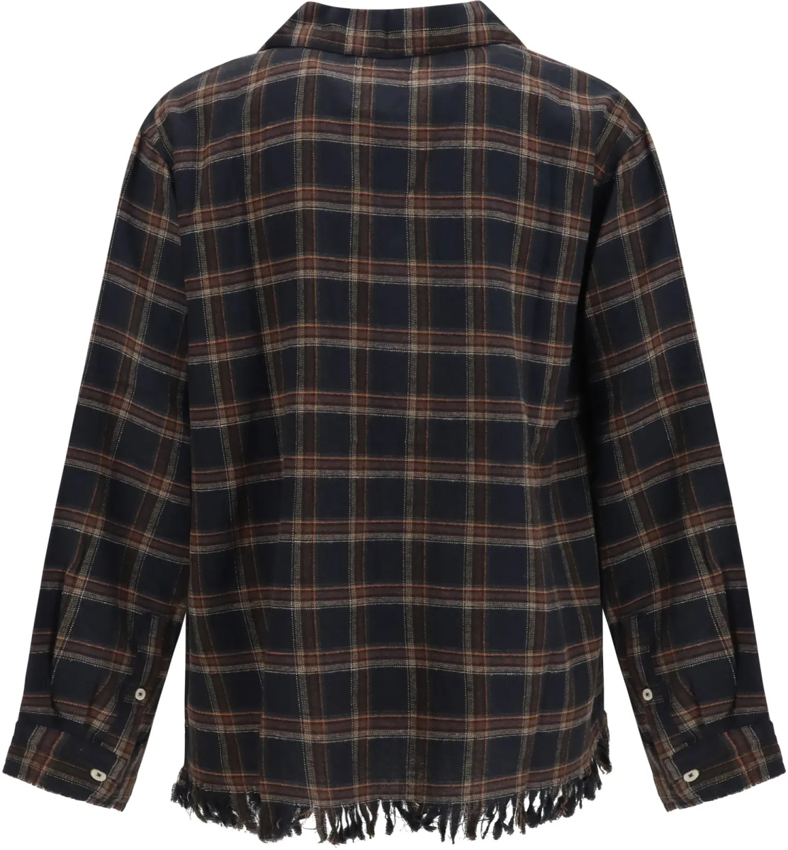 Camasa casual Raw-cut fringe plaid Shirt - Img 2