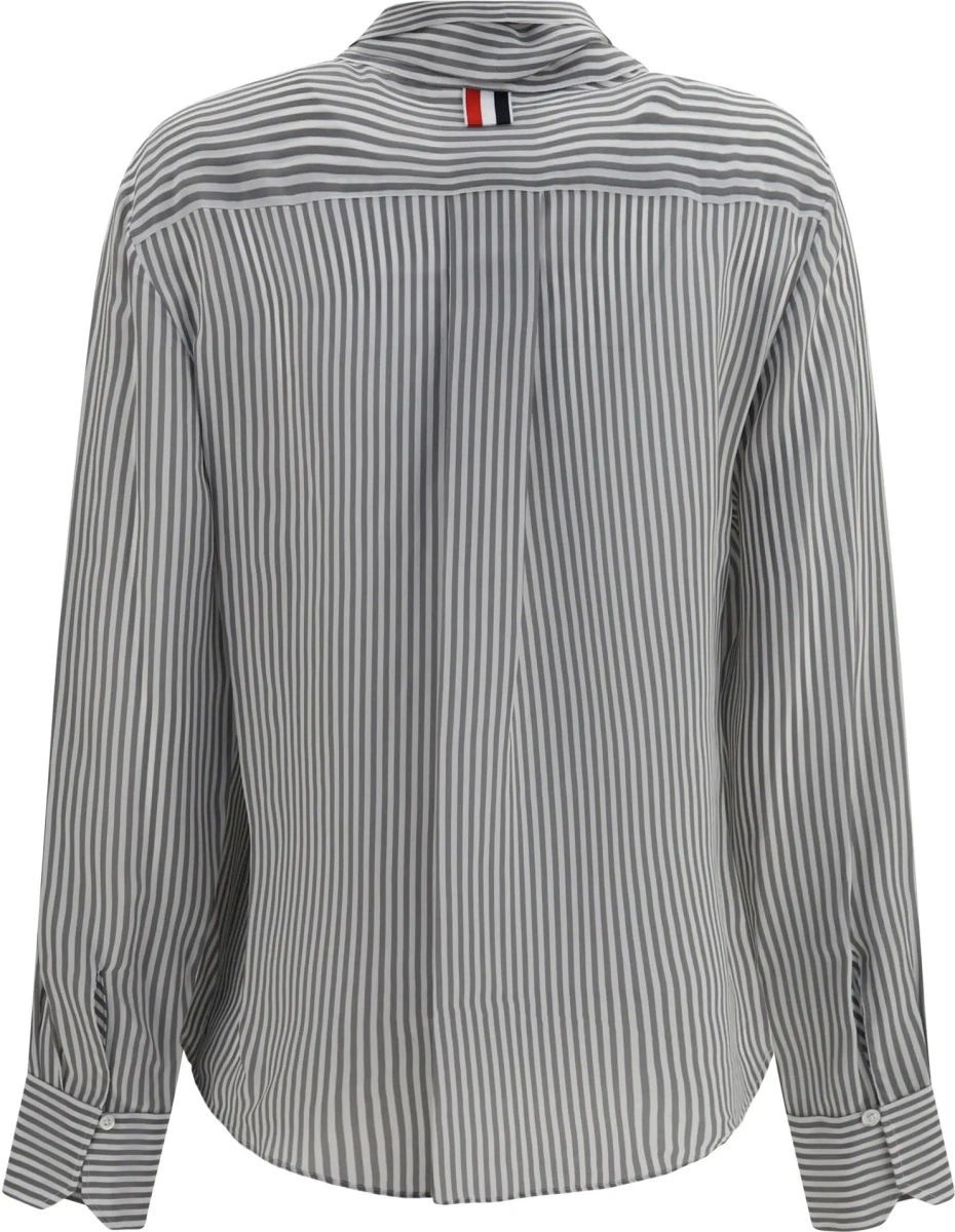 Camasa casual Thom Browne gri din matase - Img 2