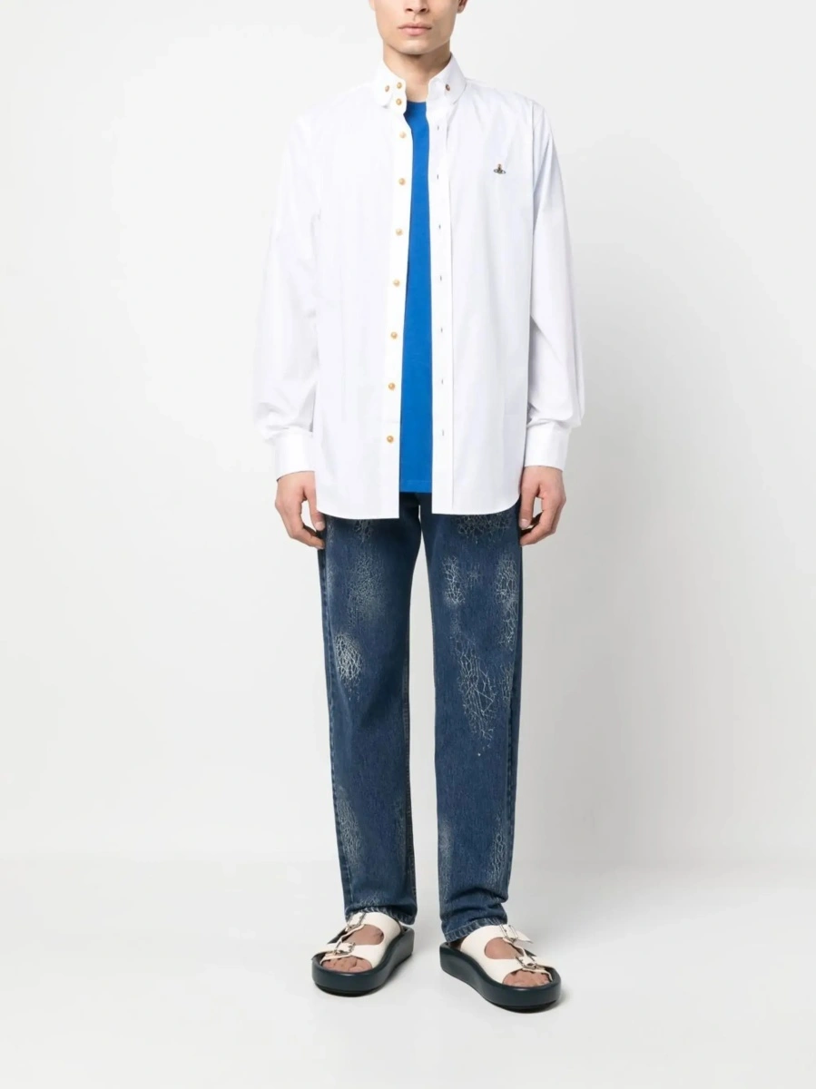 Camasa casual Vivienne Westwood alba din bumbac - Img 3