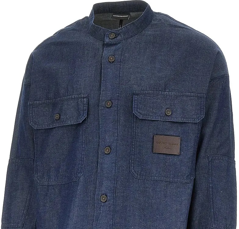 Camasa Chambray shirt with leather logo label - Img 2