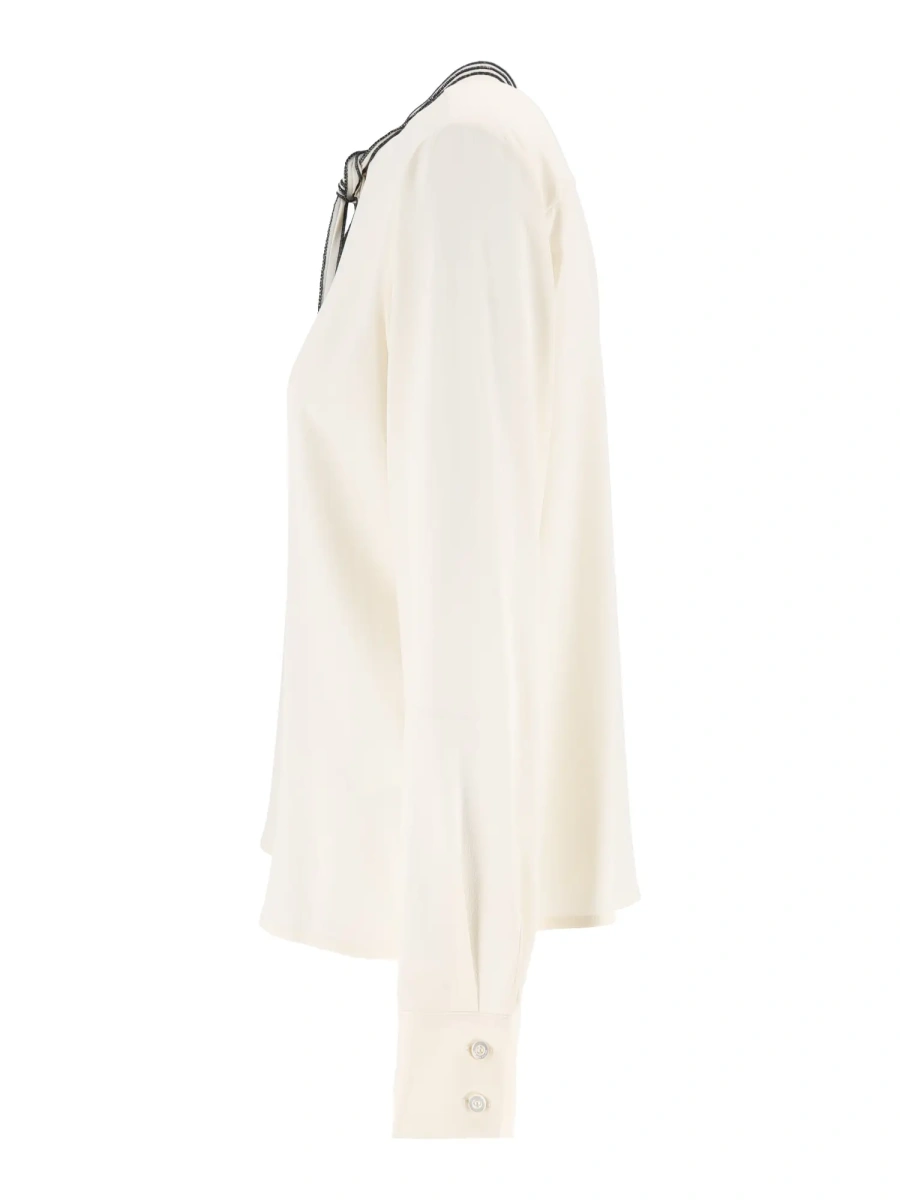 Camasa CREPE DE CHINE BASIC SHIRT WITH CONTRAST STITCHING FOULARD - Img 2