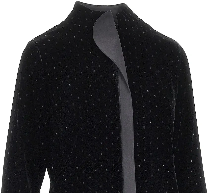 Camasa Emporio Armani neagra din lurex si catifea - Img 2
