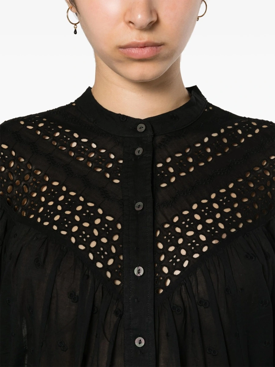 Camasa Isabel Marant neagra din bumbac organic - Img 5