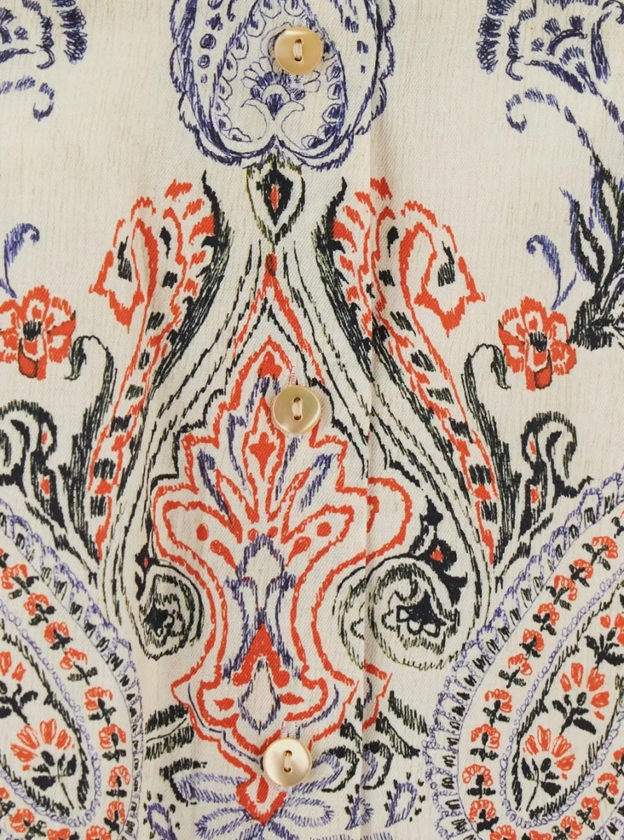 Camasa MOMONÌ White Shirt with classic collar and all-over embroidery in viscose for women - Img 3