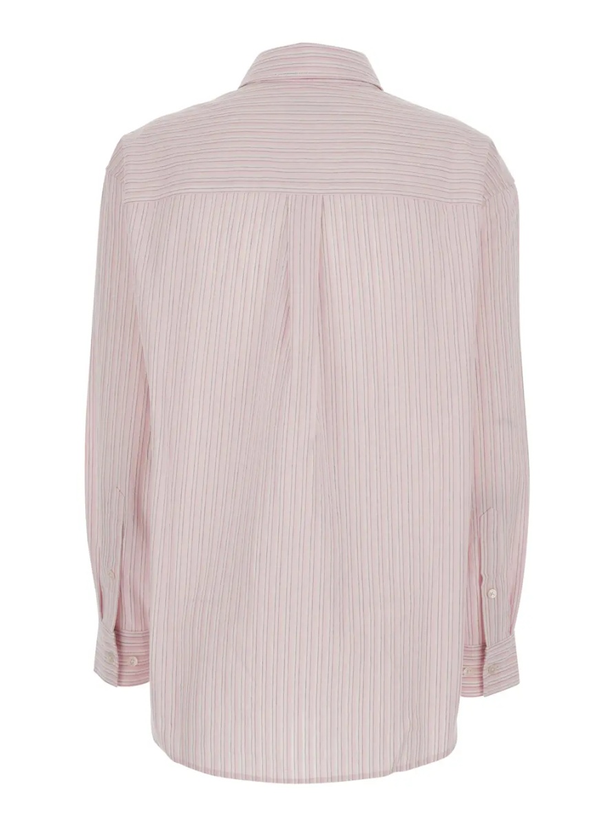 Camasa Pink Shirt with button-down collar and all-over striped motif in cotton blend for women - Img 2