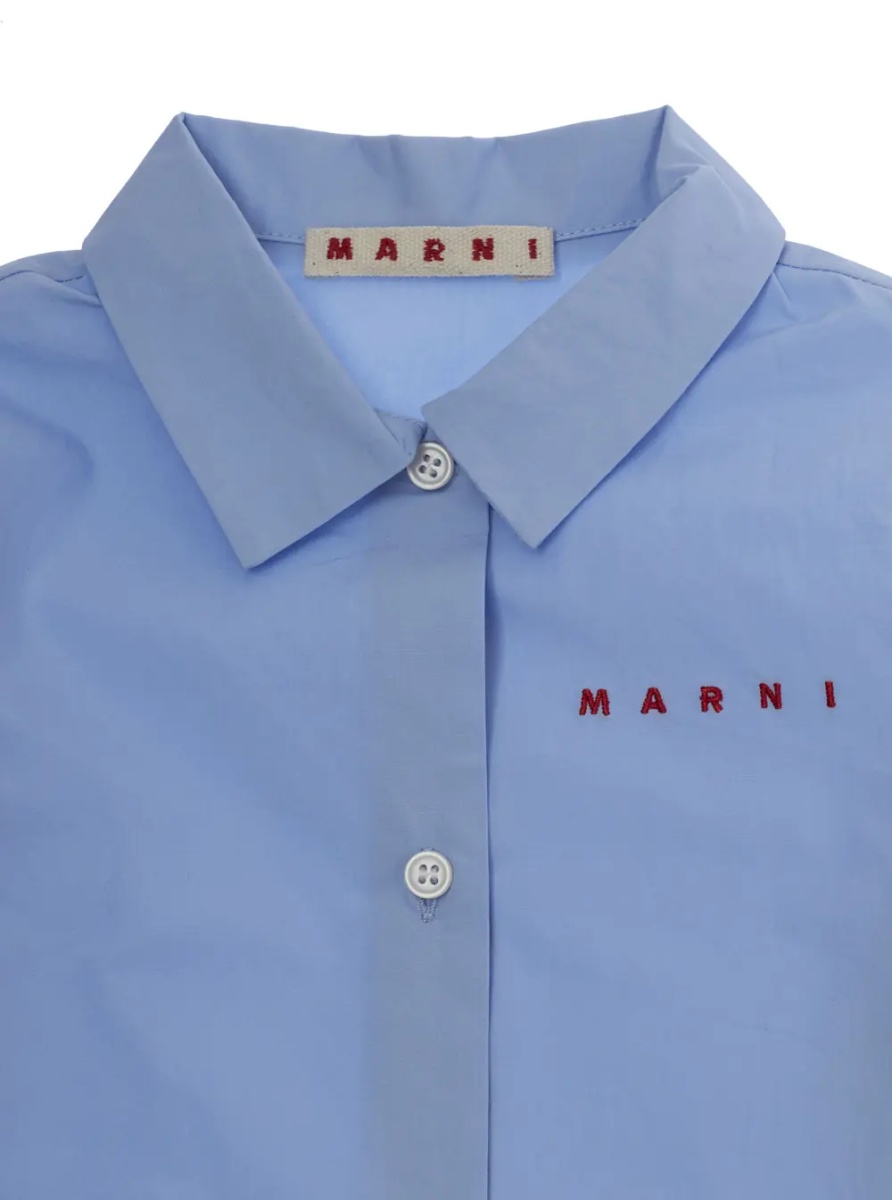 Camasa Shirt M01948M00UWMC135F0M863 with collar and long sleeves in Blue Cotton for Girl - Img 3