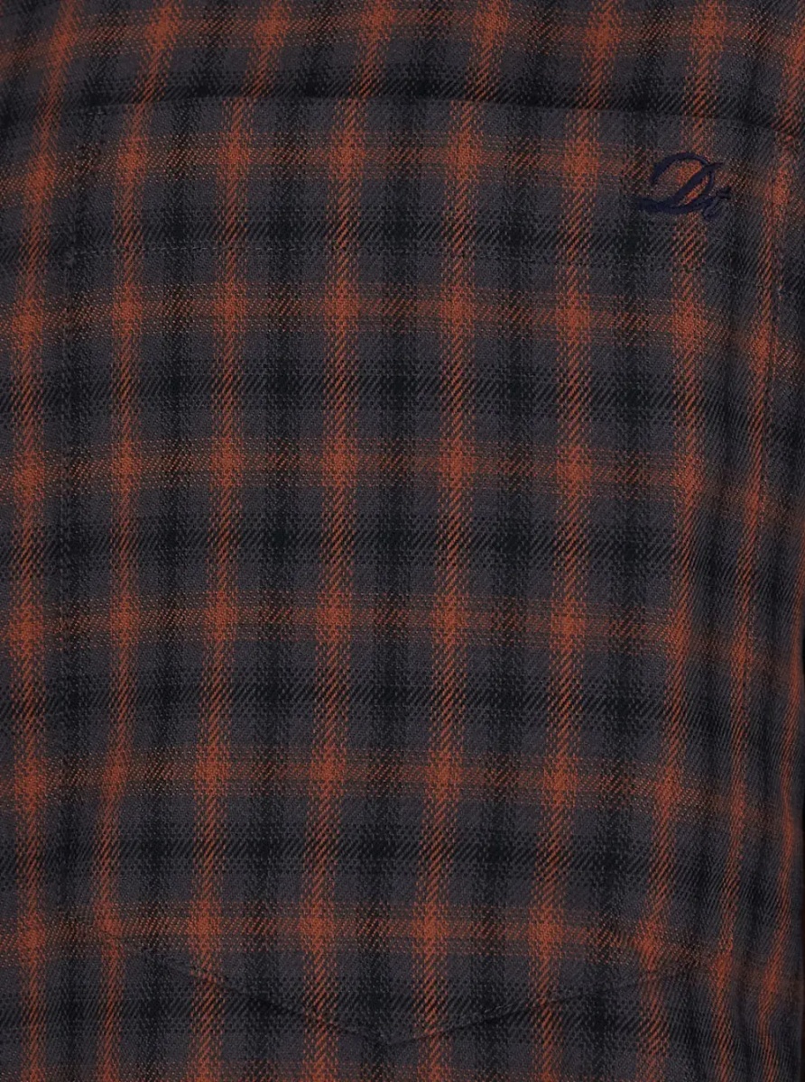 Camasa Unisex Brown Check Flannel Shirt with Polyester and Rayon Fabric - Img 2