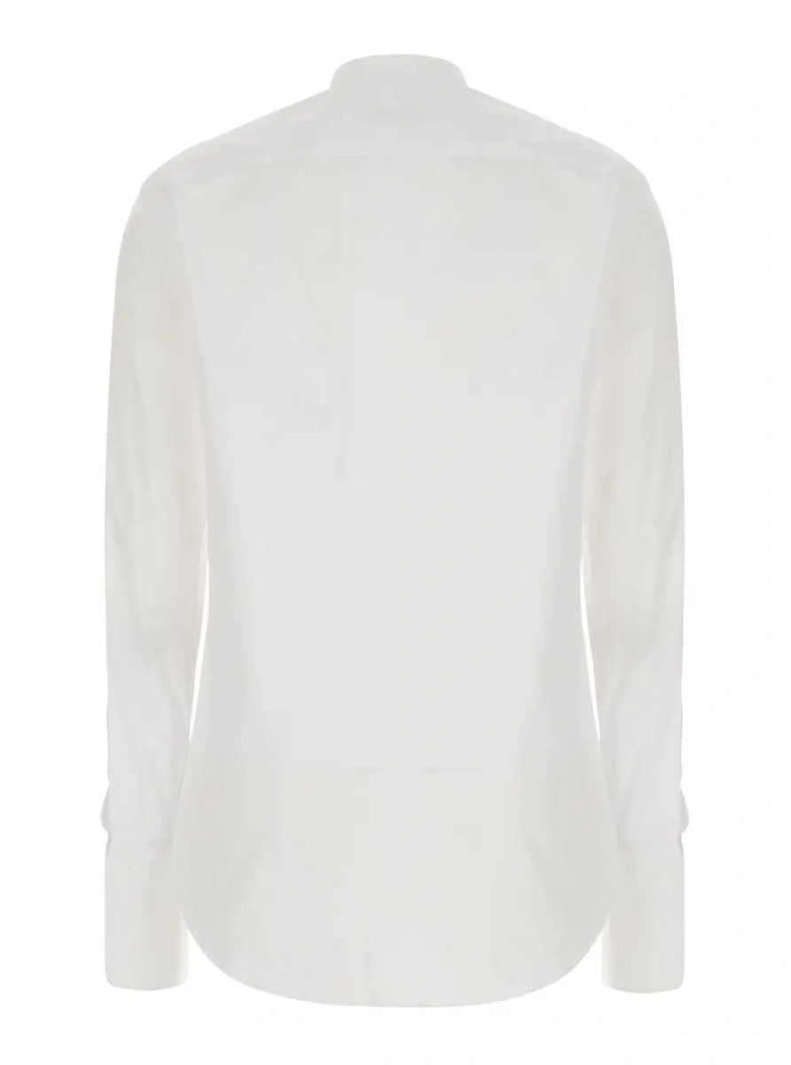 Camasa White Shirt with Mandarin Collar in Cotton Poplin for Women - Img 2