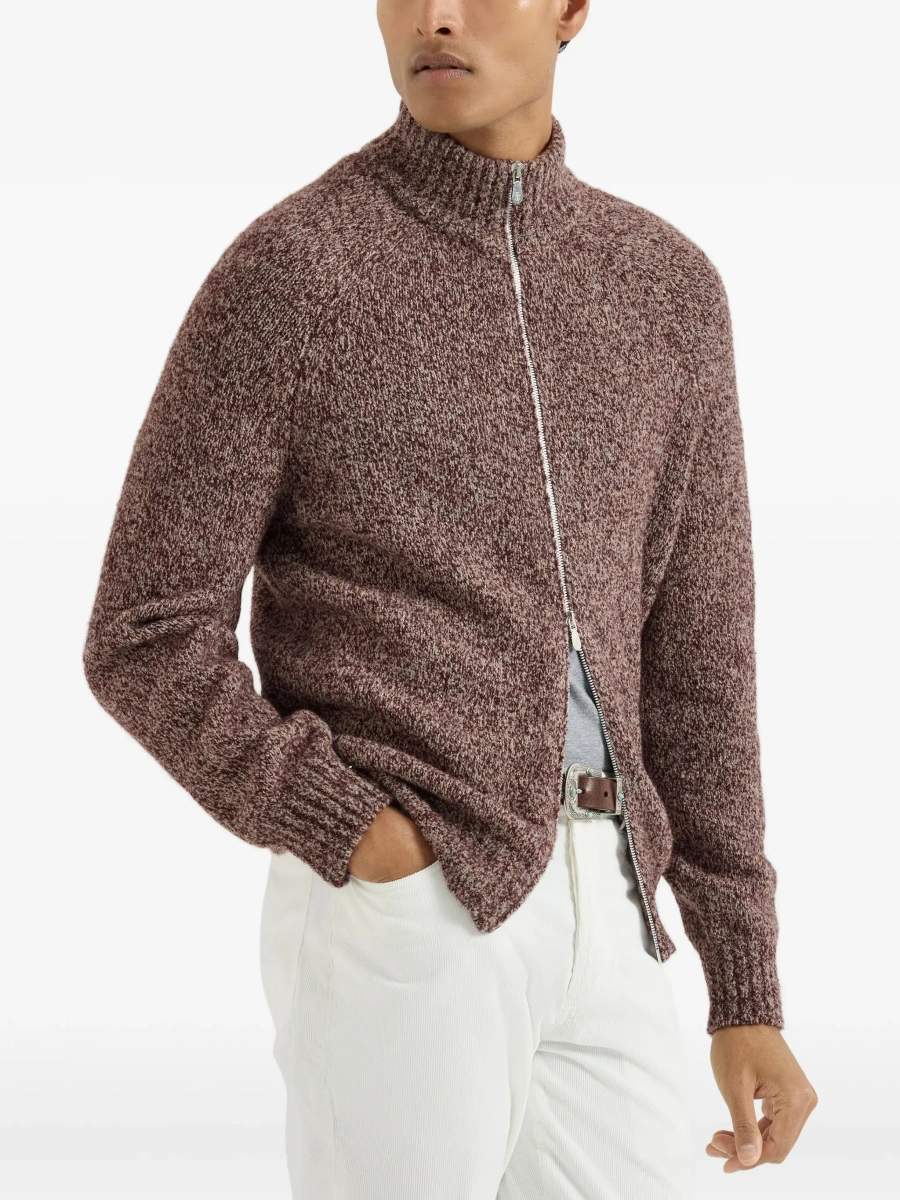 Cardigan Brunello Cucinelli multicolor din lana si matase - Img 5