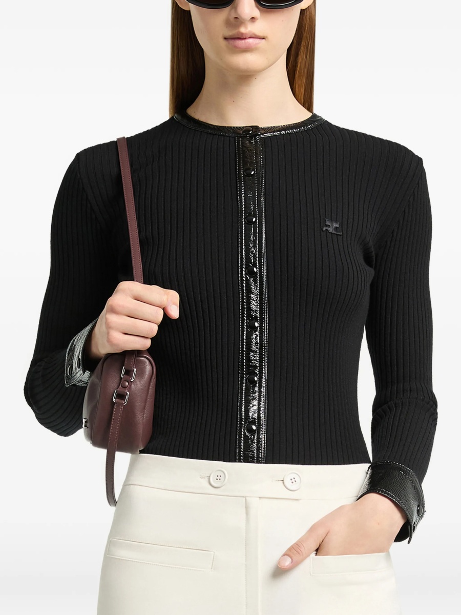 Cardigan COURRÈGES negru din polyester si vascoza - Img 4