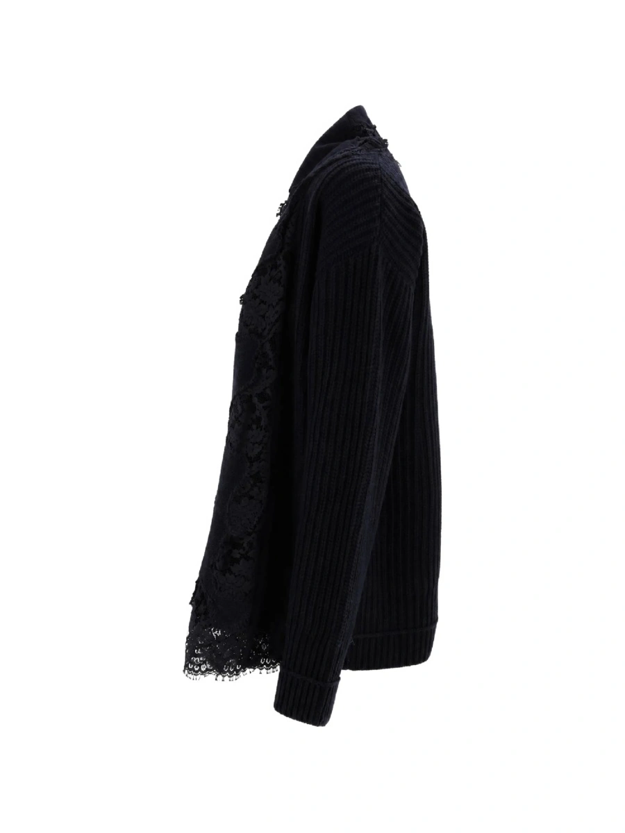Cardigan Ermanno Scervino negru din bumbac si lana - Img 2