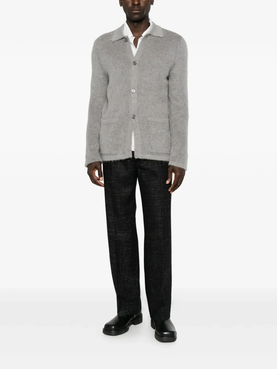 Cardigan grey cardigan with classic collar and brushed effect in wool and mohair Men - Img 4