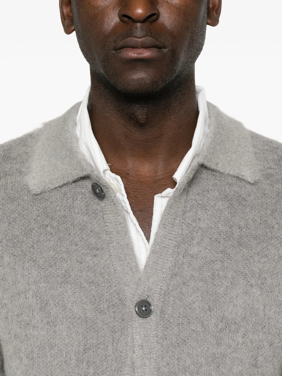Cardigan grey cardigan with classic collar and brushed effect in wool and mohair Men - Img 7