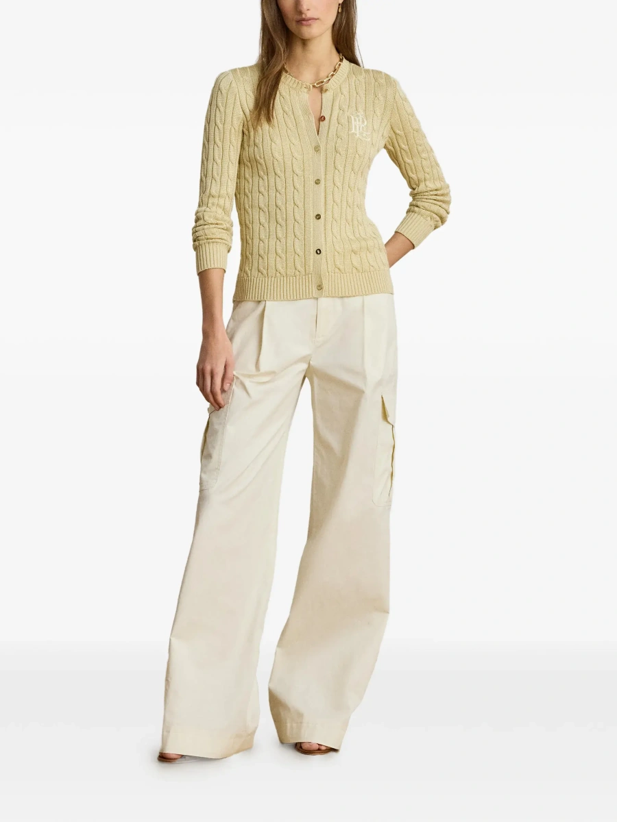 Cardigan Ralph Lauren bej din bumbac cu impletitura torsada - Img 4