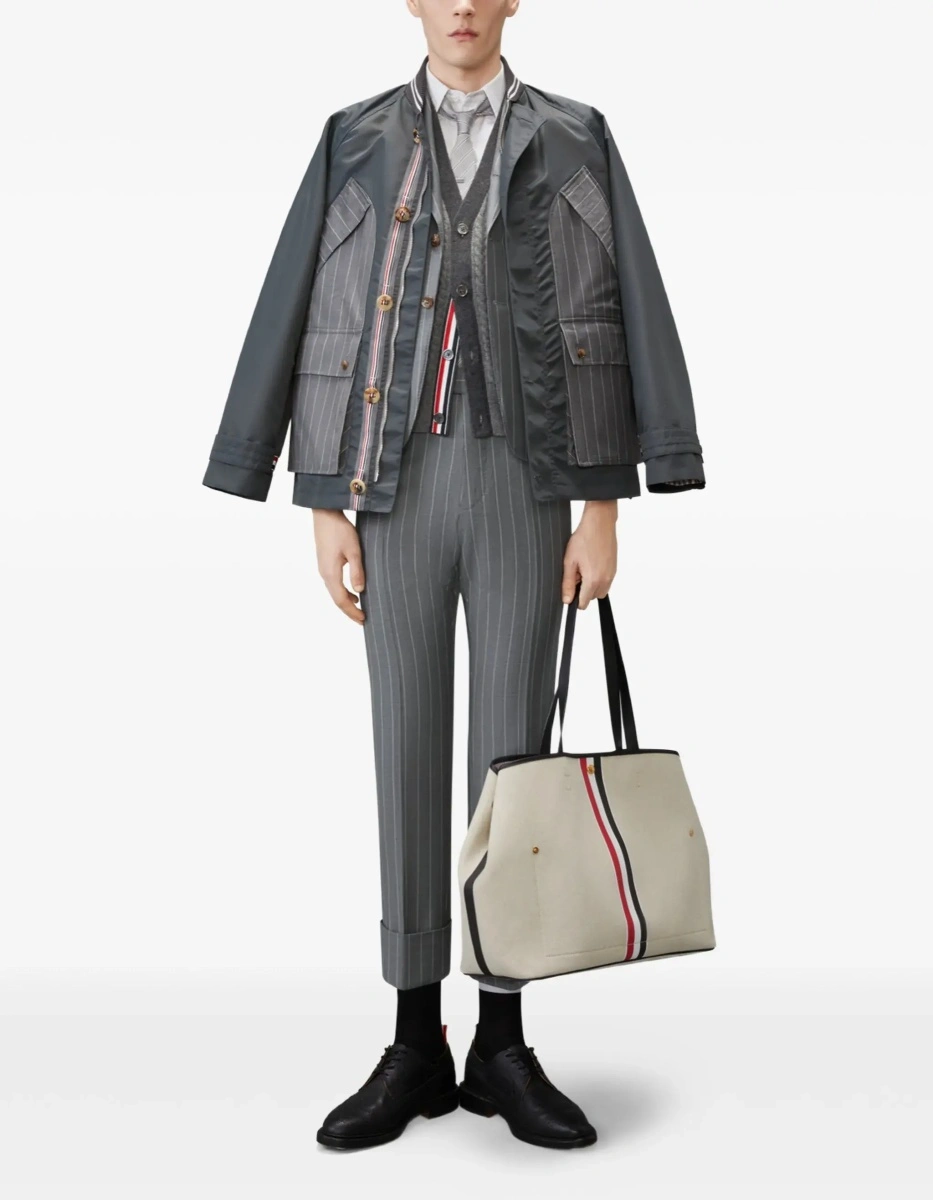 Cardigan Thom Browne gri din lana virgina - Img 4