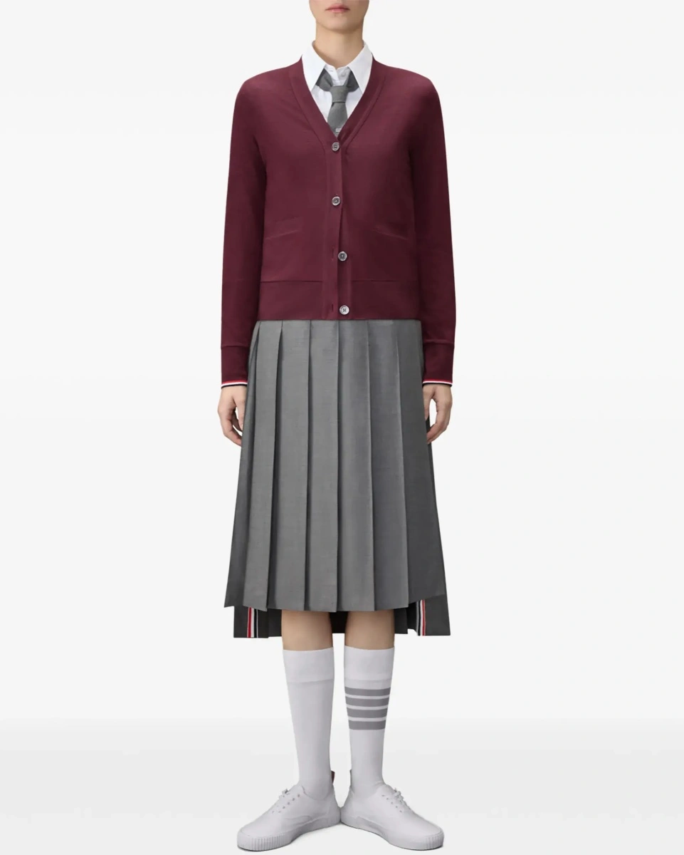 Cardigan Thom Browne mov din lana merino - Img 4