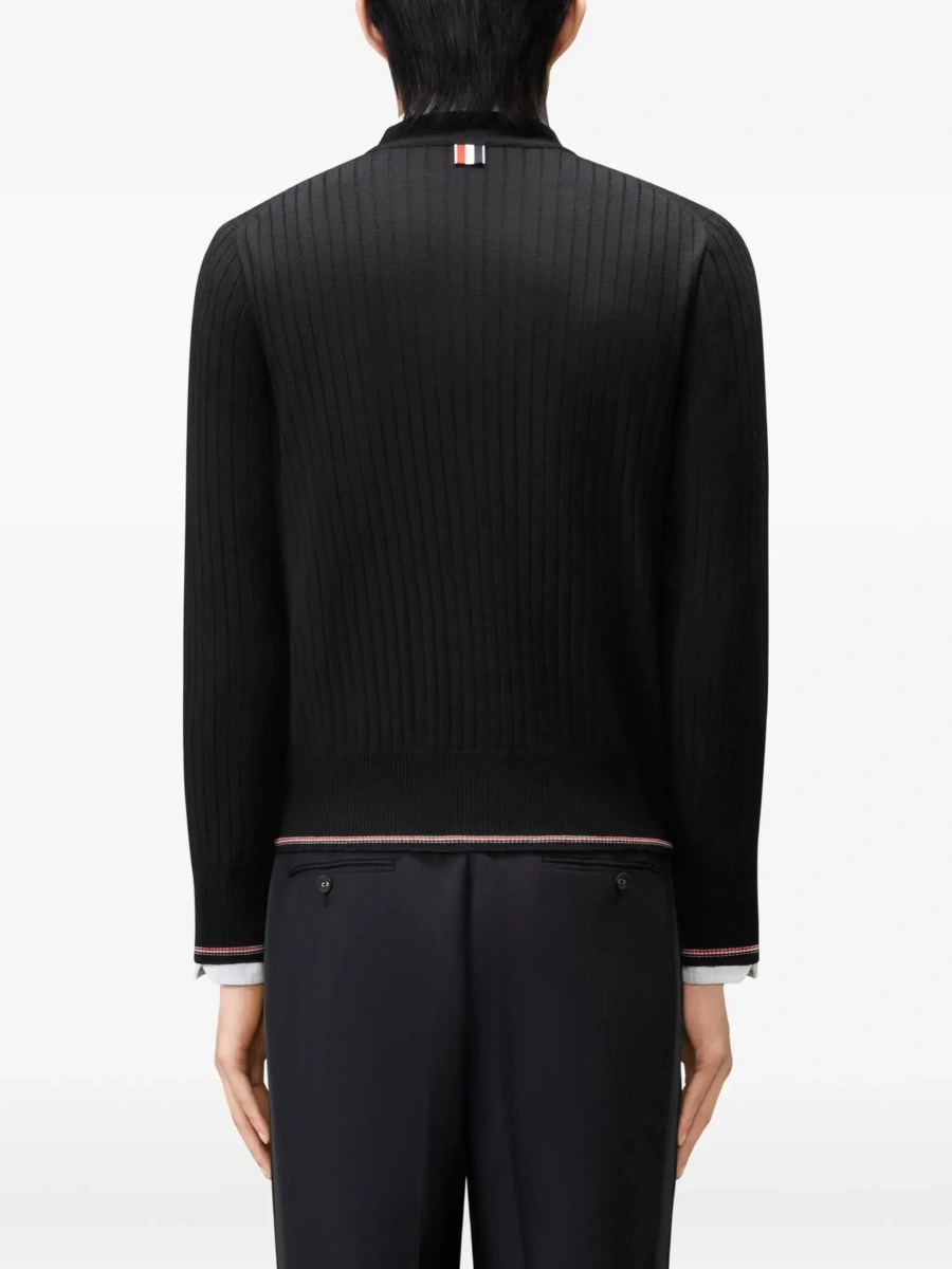 Cardigan Thom Browne negru din lana merinos - Img 6