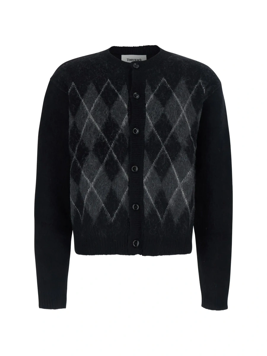 Cardigan Tonywack negru din acril si nylon - Img 6