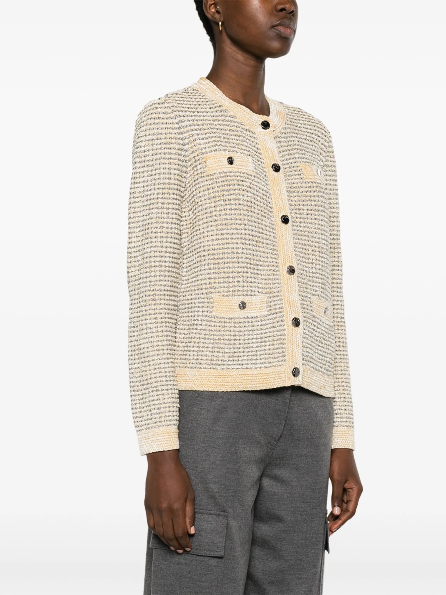 Cardigan Tory Burch neutru din fibre metalice si vascoza - Img 3
