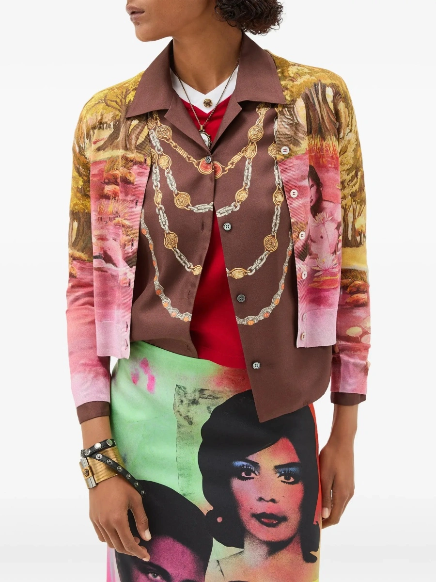 Cardigan Versace multicolor din matase - Img 5
