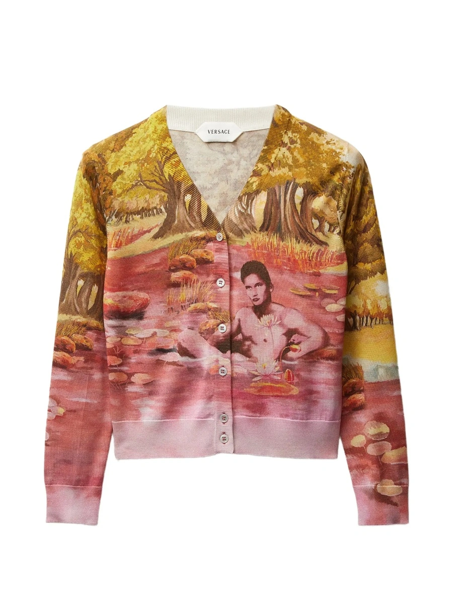 Cardigan Versace multicolor din matase - Img 8