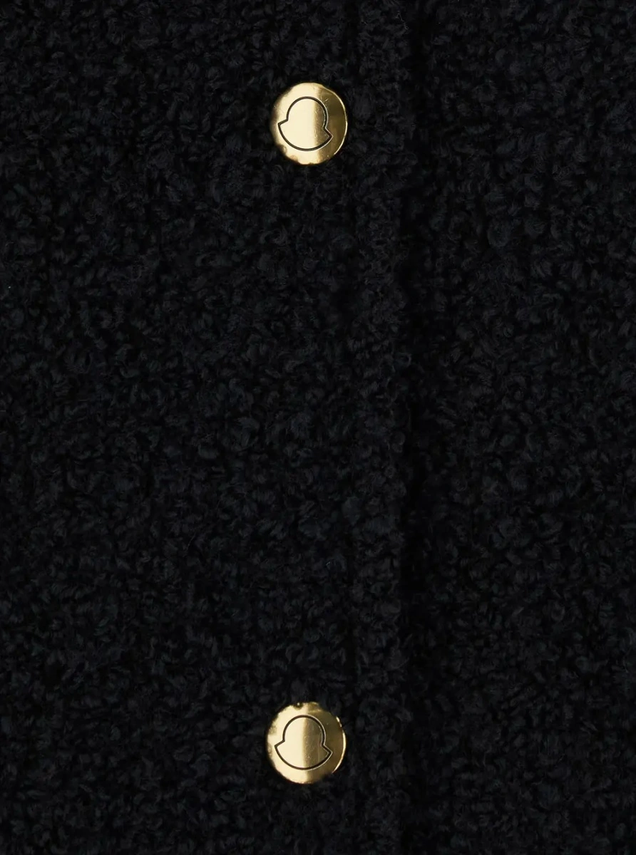 Cardigane Black Crew-neck cardigan with contrasting buttons in viscose blend women - Img 3
