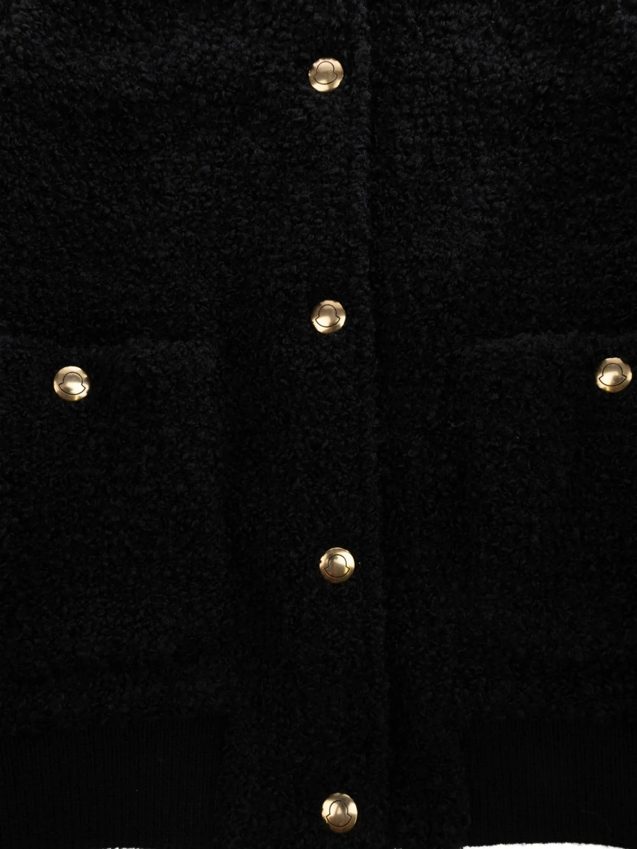 Cardigane Black Crew-neck cardigan with contrasting buttons in viscose blend women - Img 6