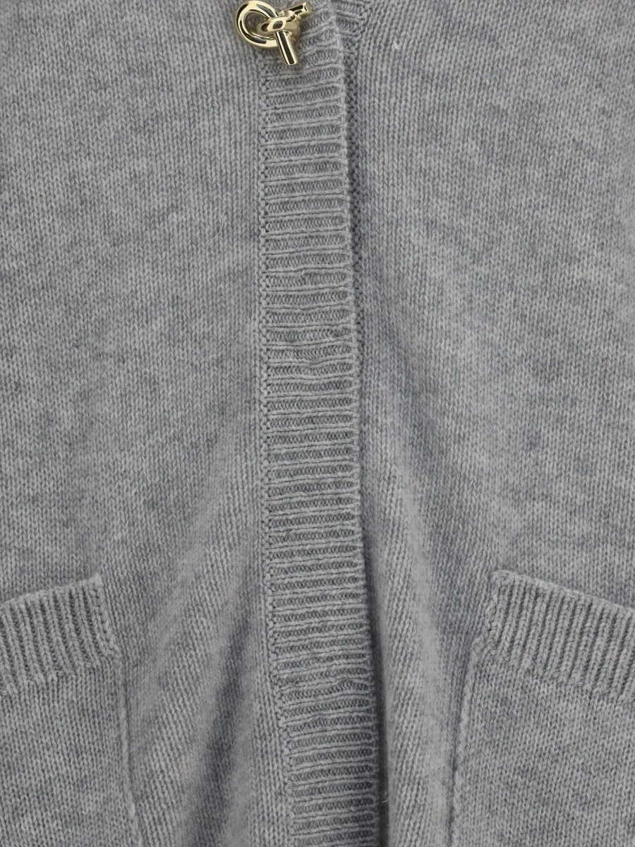 Cardigane Cashmere Cardigan with V-neck and knot button - Img 5