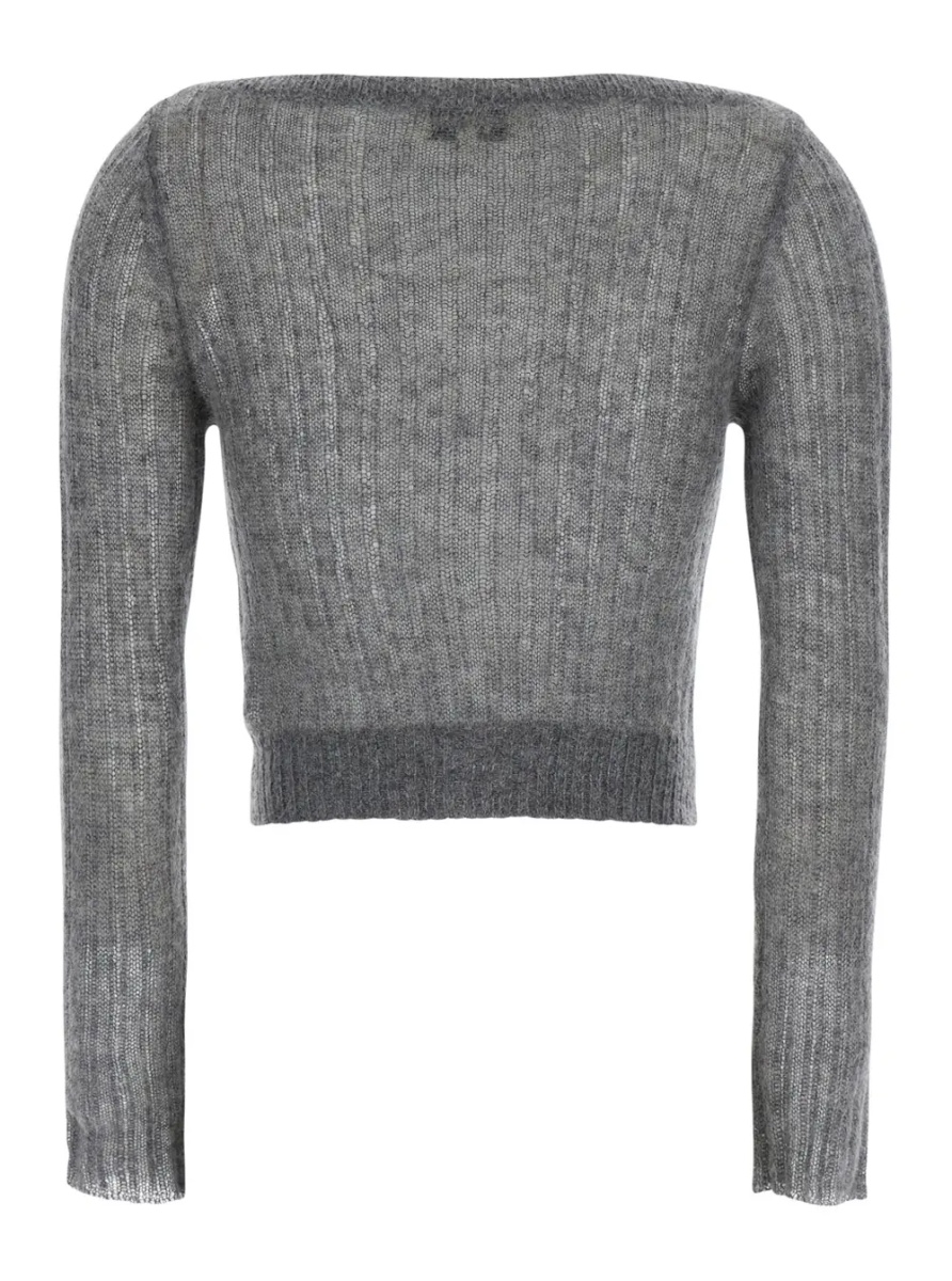 Cardigane Grey Cardigan with floral decorations in Mohair and Wool for women - Img 2