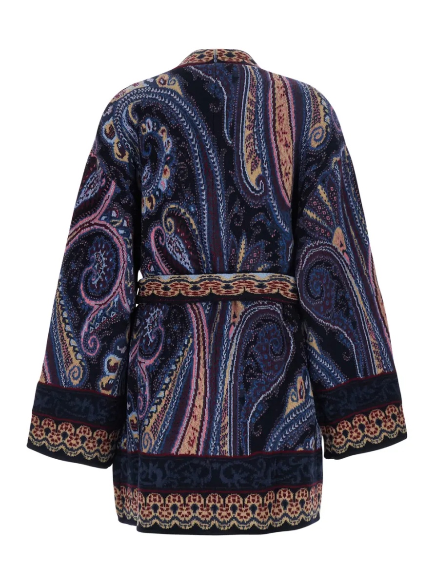 Cardigane Multicolor Cardigan with V-neck and all-over print in Blend wool for women - Img 2