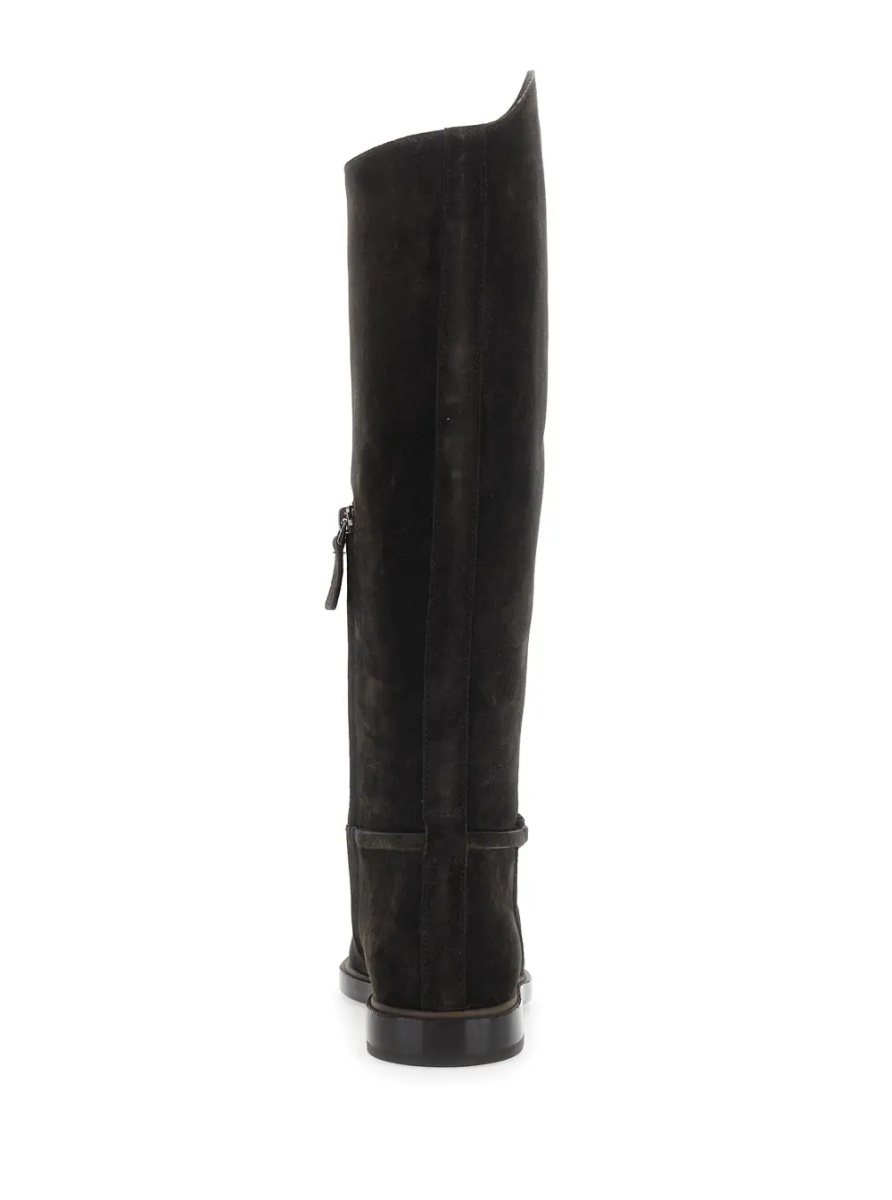 Cizme brown Boots with Monile detail on the side in suede for women - Img 4