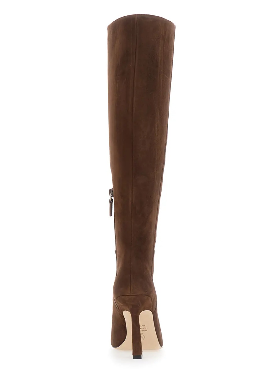 Cizme 'Vinnie' Brown knee-high boots with high heel and pointed design leather for women - Img 4