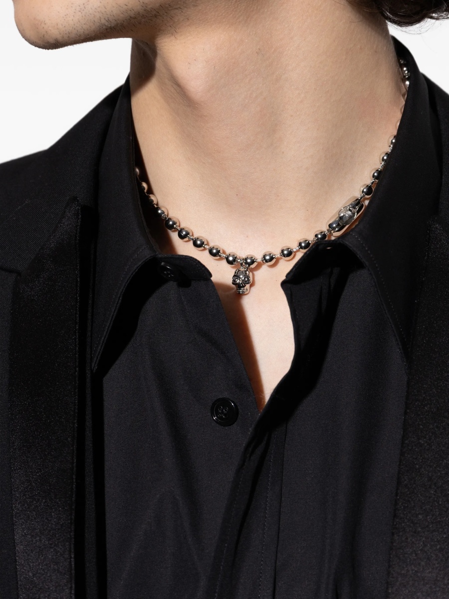 Colier Alexander McQueen argintiu din alama - Img 2