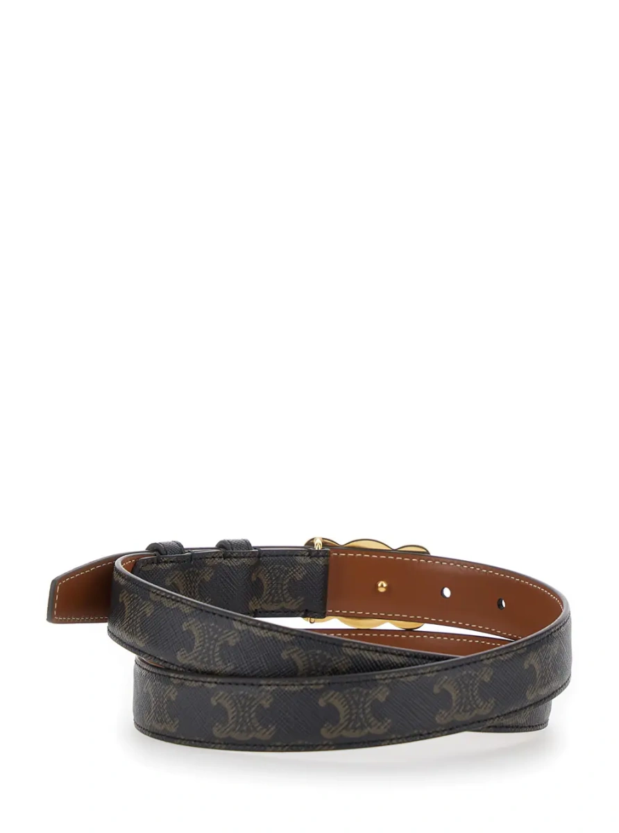 Curea Belt with Triomphe Buckle in Triomphe Canvas Brown Woman - Img 2