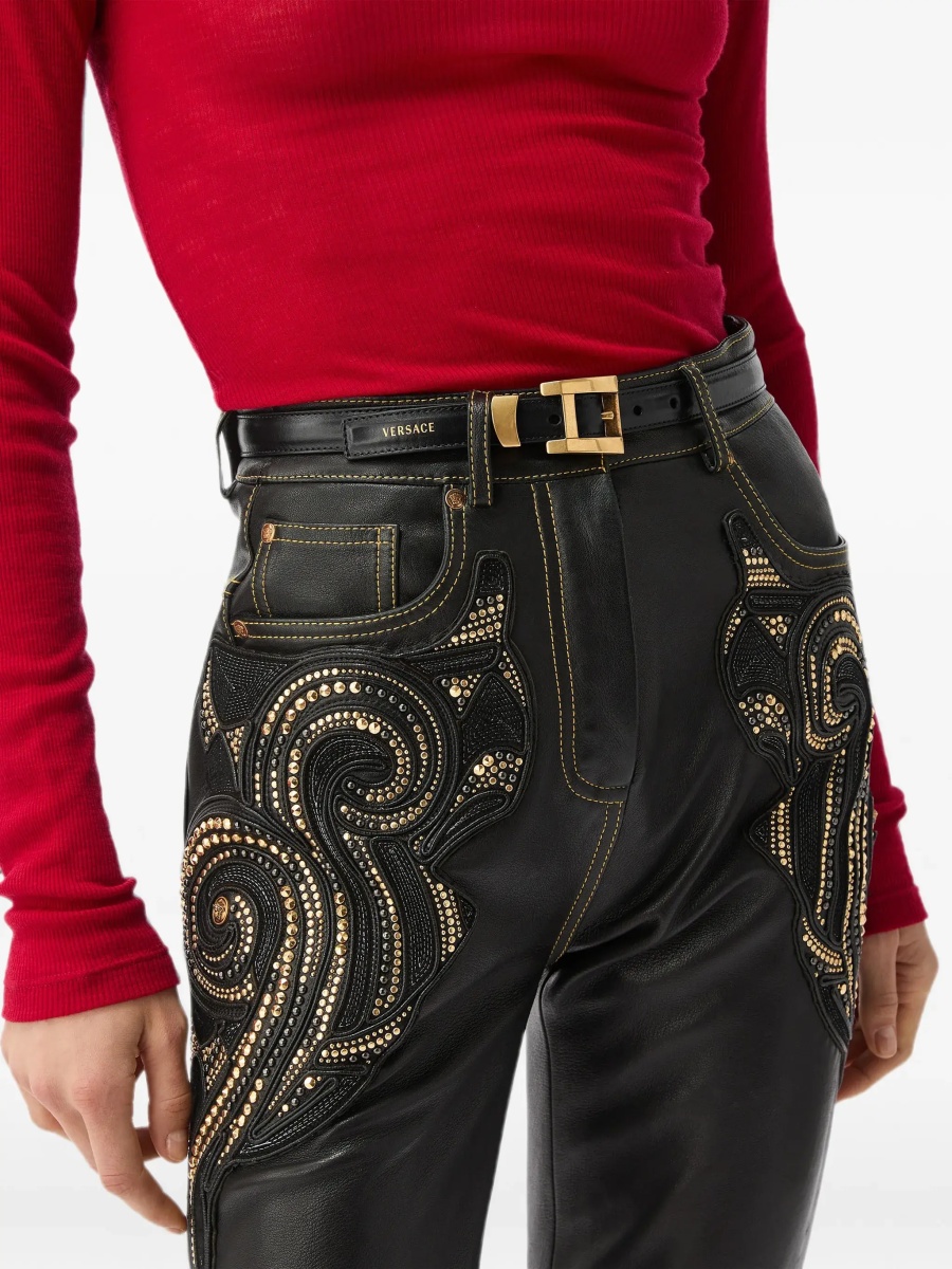 Curea Glossy leather logo print Belt - Img 4