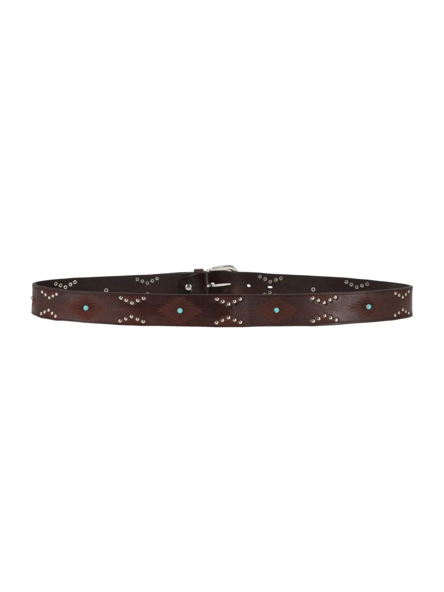 Curea Laser-cut garment-dyed studded belt - Img 3
